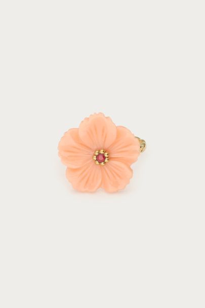 Botanical ring met peach bloem