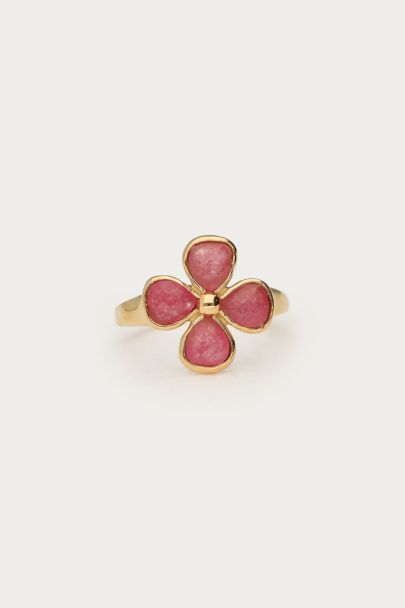 Botanical ring met roze klaver
