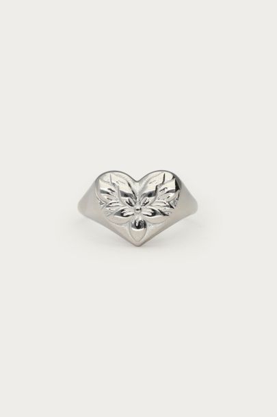 Botanical statement ring met bloemen hart