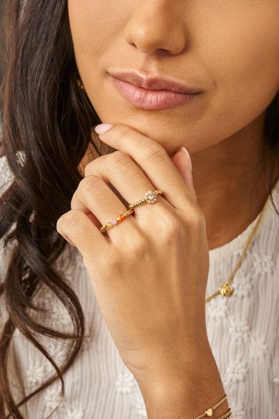 Bague Botanical extensible avec perles fantaisie multicolores