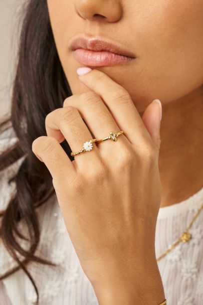 Bague Botanical extensible avec fleur blanche