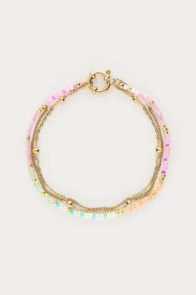 Botanical Dreifach-Armband mit mehrfarbigen Perlen