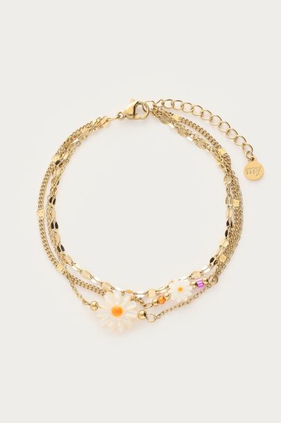 Botanical Dreifach-Armband mit weißen Blumen