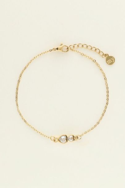 Double rhinestone heart bracelet | My Jewellery