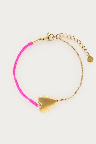 Bracelet en cordon rose avec coeur