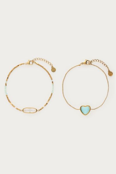 Armbanden set met blauw hartje