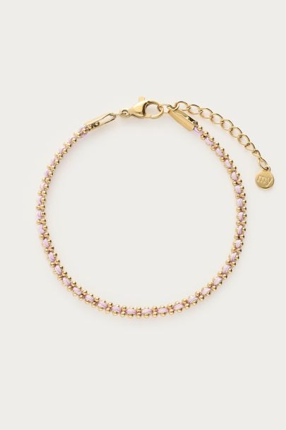 Bracelet with ball chain & lilac cord