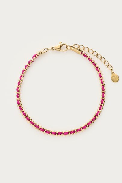 Armband met ballchain & roze koord