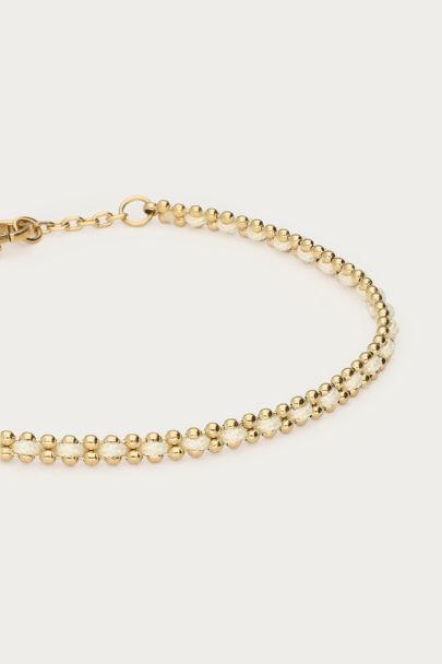 Bracelet avec chaîne boules et corde blanche