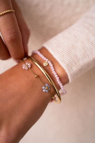 Bracelet à pois et fleurs pastel
