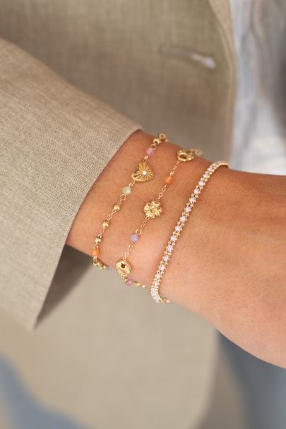Bracelet with ball chain & lilac cord