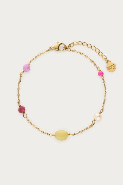 Bracelet with freshwater pearls & multicoloured beads