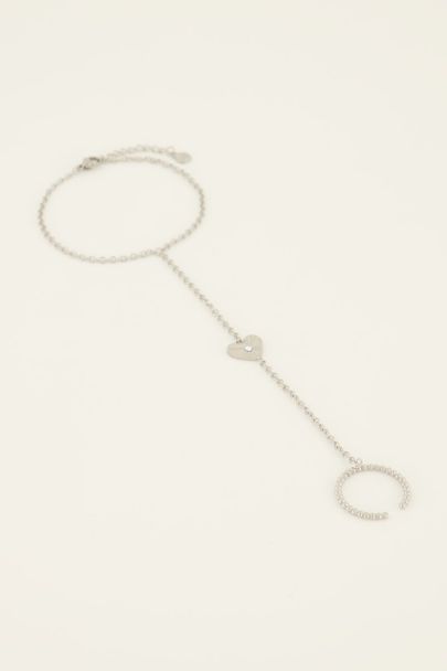 Bracelet with hoop and rhinestone heart