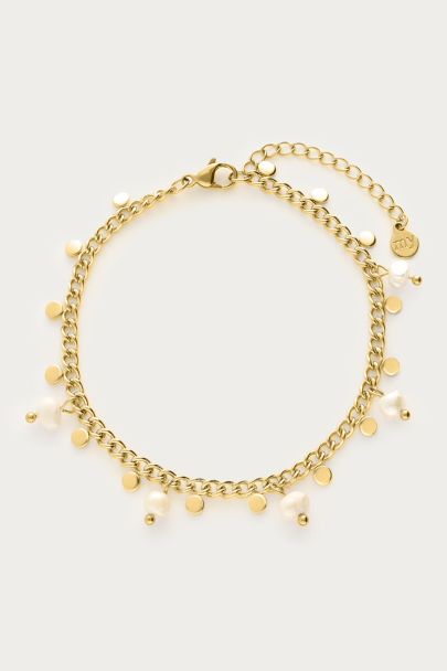 Armband mit kleinen Münzen und Süßwasserperlen 