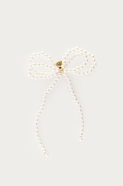 Brooch bow with faux pearls gold coloured