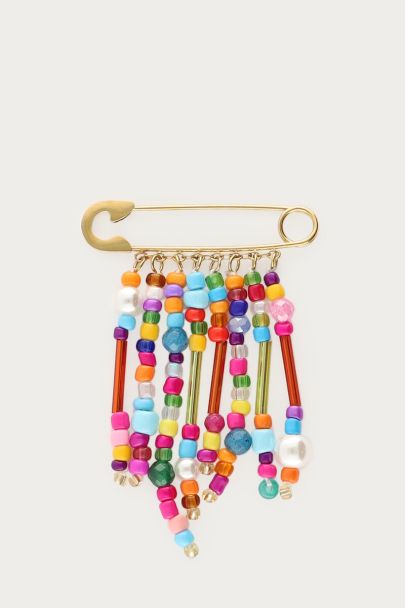 Broche avec perles fantaisie multicolores