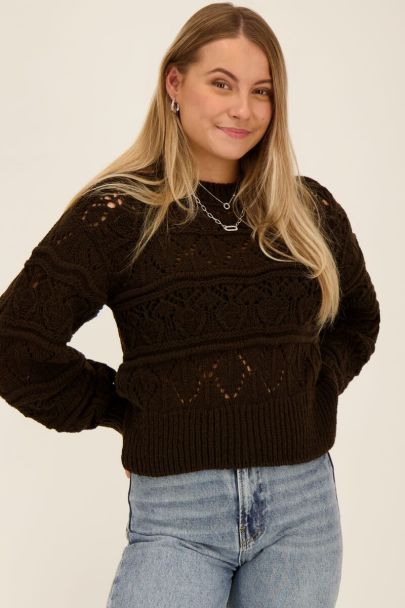 Brown sweater with knitted detail