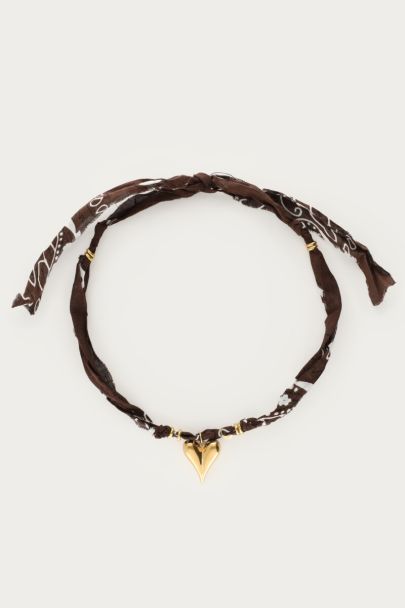 Braune Bandana-Kette mit Herz