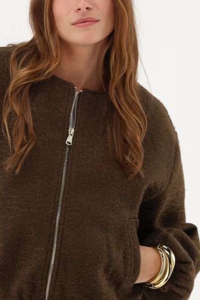 Bruin bouclé bomber teddy jacket