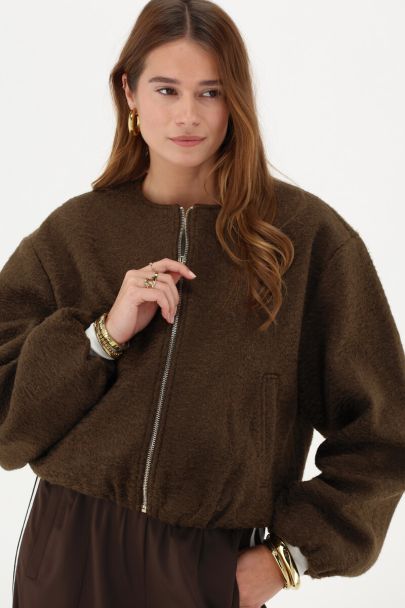 Bruin bouclé bomber teddy jacket
