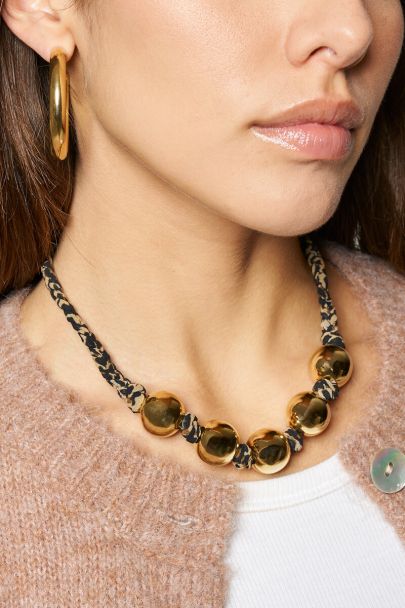 Collier léopard marron tressé à grosses perles fantaisie