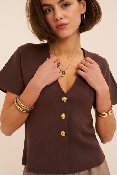 Brown cardigan with button closure