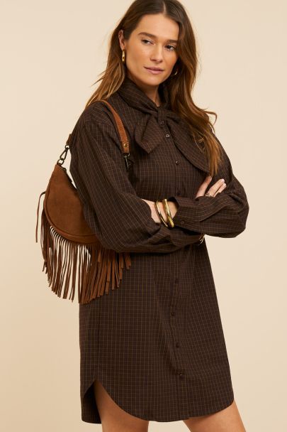 Bruin geruite jurk met strik