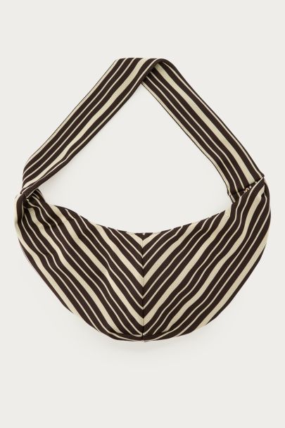 Brown crossbody bag with beige stripes