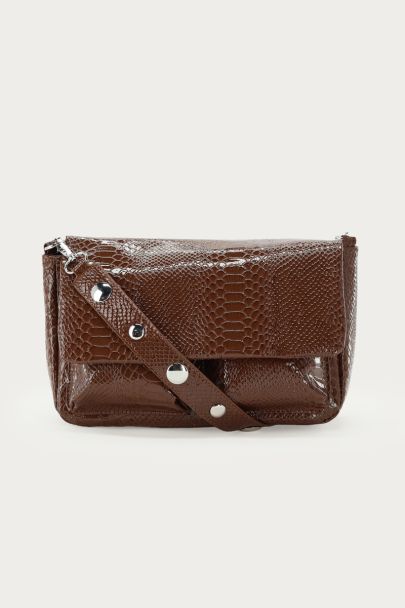 Brown crossbody bag with croco design | My Jewellery