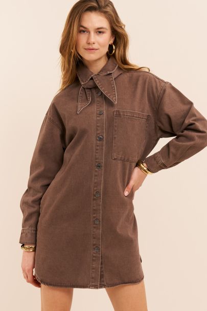 Robe en jean marron à nœud