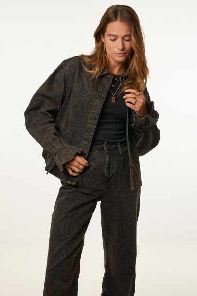 Bruin denim jacket met tijgerprint