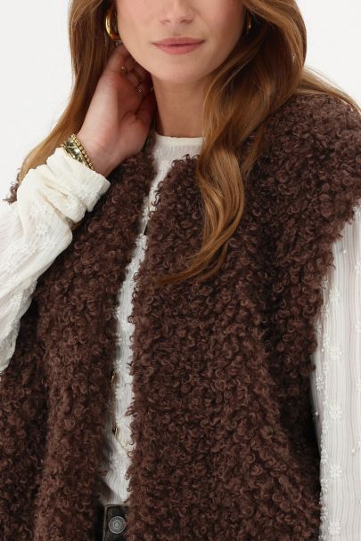 Bruin gilet faux fur