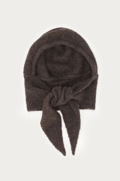 Brown hooded scarf