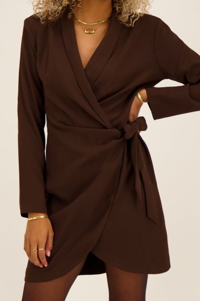 Robe veste à manches longues marron