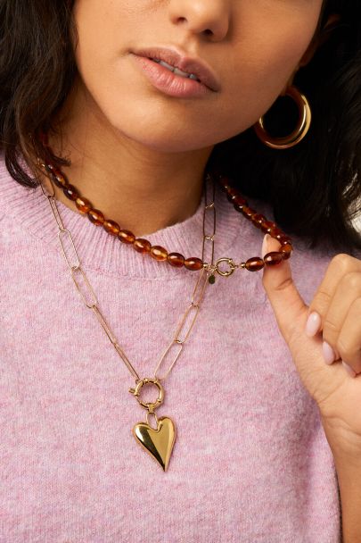 Collier minimaliste de perles fantaisie marron