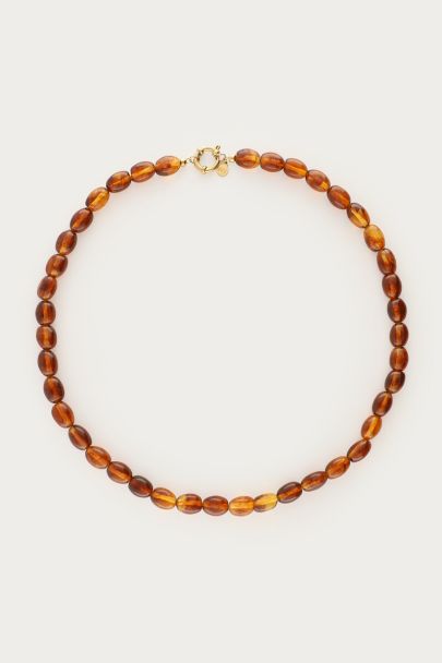 Collier minimaliste de perles fantaisie marron