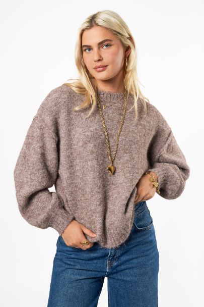 Brown oversized knitted sweater