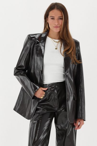 Brown patent blazer