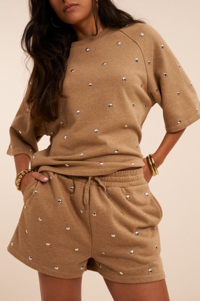 Brown shorts with all over studs