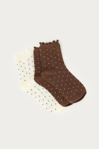 Bruine sokken set met polkadot