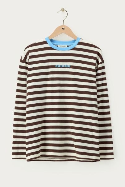 Bruin gestreept longsleeve T-shirt "CouCou"