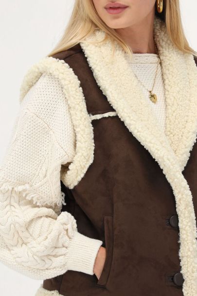 Brown suede teddy vest 
