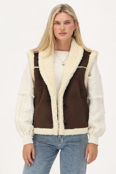 Brown suede teddy vest 