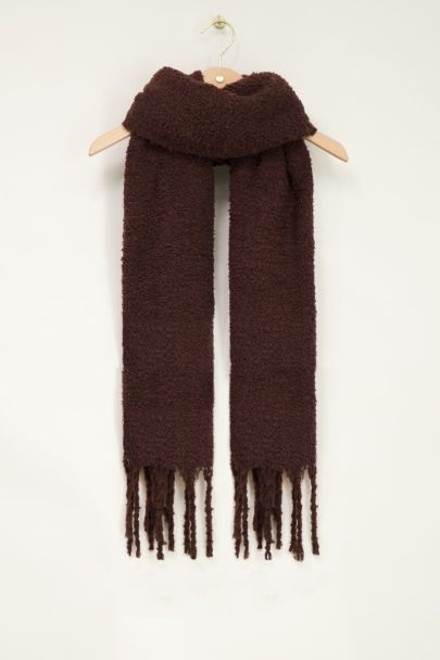 Brown teddy scarf with fringe | My Jewellery