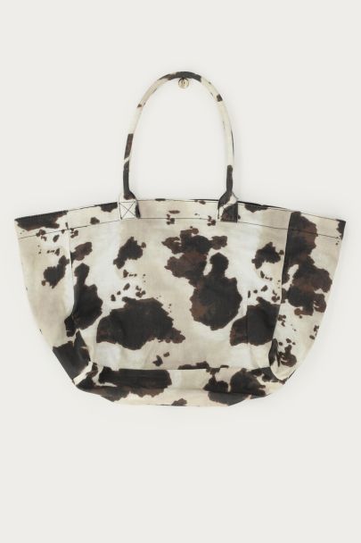Bruine shopper met koeienprint