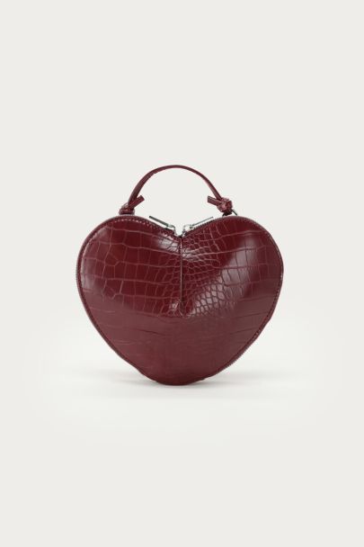 Sac cœur bordeaux croco