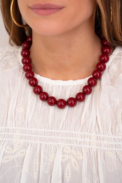 Burgundy ketting met grove kralen