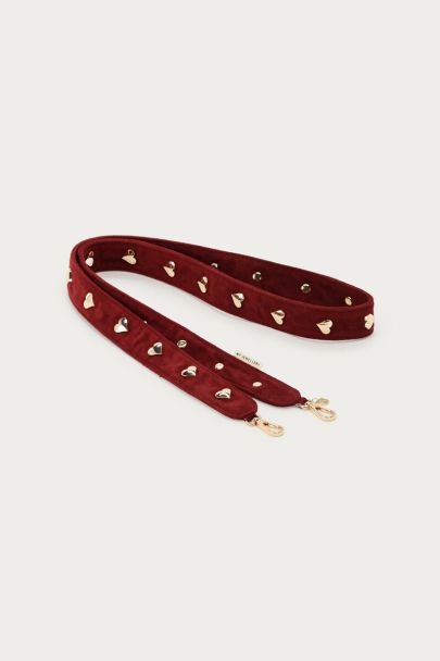 Burgundy telefoonkoord in suede look met hartjes studs