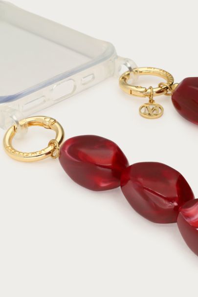 Burgundy telefoonkoord met statement kralen