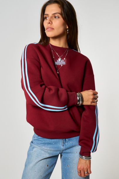 Burgundy sporty sweater "Rue des rosiers"